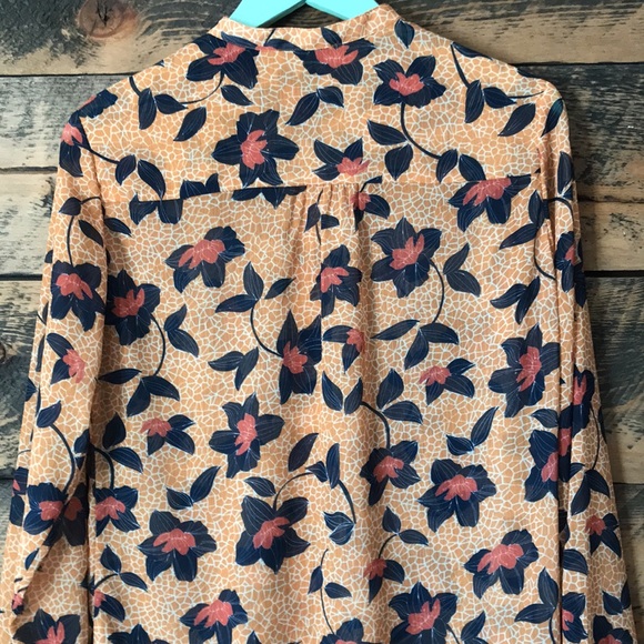 MODSTROM Mandarin Collar Floral Blouse Small Scandinavian Button Down Shirt - Picture 11 of 11